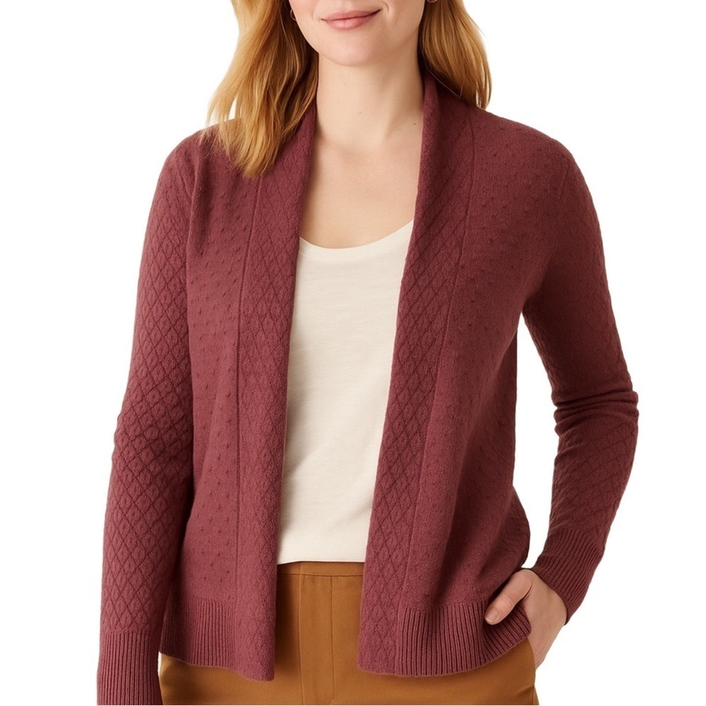 LOFT pale eggplant textured sweater cardigan